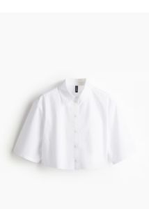 H&M White Cropped shirt