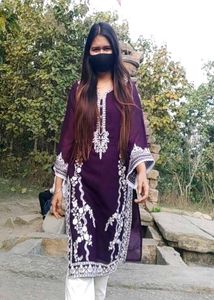 Elegant Purple Embroidered Kurta Set💜🤍