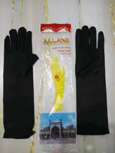 Elegant Black Stretch Gloves - Free Size