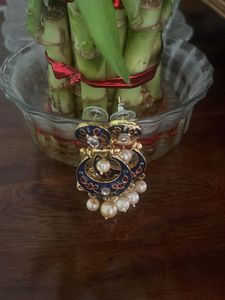 Elegant Blue &amp; Pearl Drop Earrings
