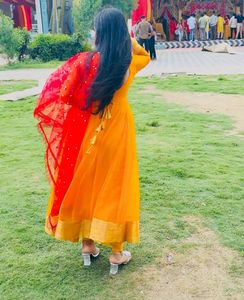 Anarkali Dress with Dupatta💛❤️