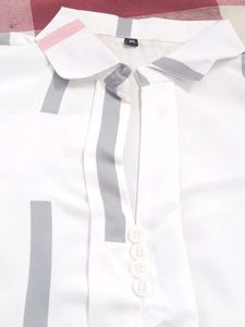 Striped White Semi-Formal Women's Top