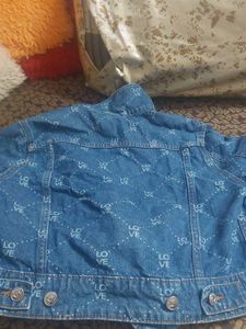 Denim Jacket with Love Print
