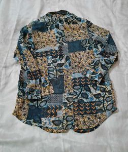 Multicolor Patchwork Print Casual Shirt