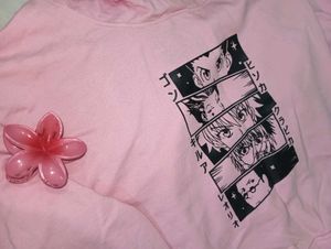 Pink Anime Graphic Hoodie