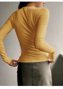 Ribbed Button-Down Top