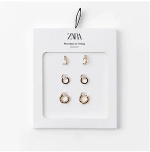 Pack Of 3 Zara Gold Earrings