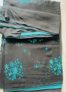Black Embroidery Georgette Saree