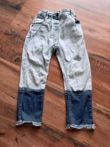 kids Cute Two-Tone Denim Pants