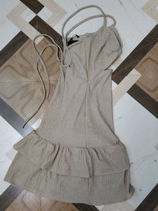 Ribbed Ruffle Mini Dress