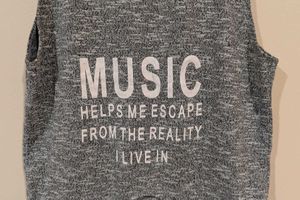 Gray Music Graphic Crop Top