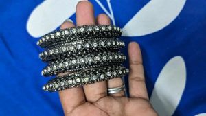 Black Metal Bangle Set 4 Piece
