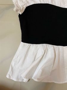 Black And White Peplum Top Stylish Women