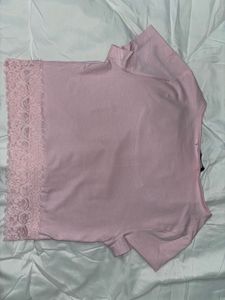 Pink Lace Trim Top