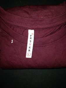 XMAS SALE!!!🌲 FESTER Women's Maroon Printed Round Neck Pure Cotton T-shirt