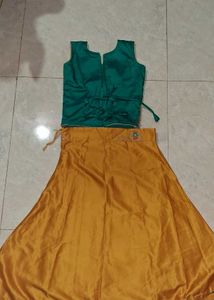 Green &amp; Gold Lehenga Choli Set