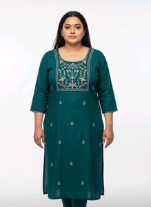 Embroidered Green Kurta
