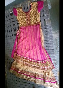 Pink &amp; Gold Embellished Fabric