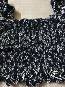 Black Floral Crop Top