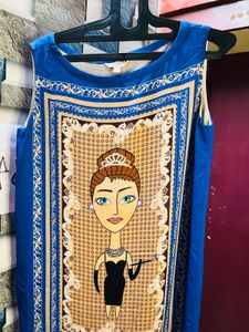 Women Blue Printed Cute Dress