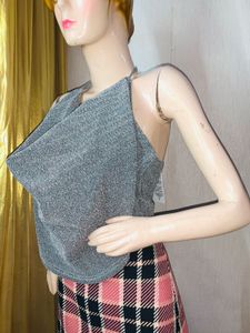 Shimmering Silver Halter Top