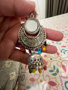 Two Pair Silver Jhumka Earrings