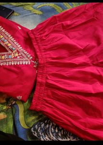 Cotton silk embroidery kurta set with heavy dupatt