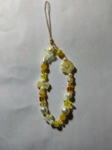 Yellow Beaded Phone Charm