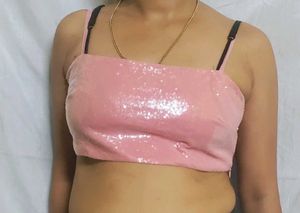 Sparkly Pink Sequin Crop Top