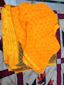Sunshine Yellow Floral Printed Saree
