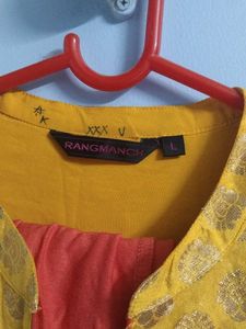 Yellow &amp; Peach Anarkali Dress