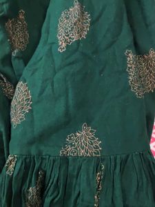Pure Cotton Green Printed Kurta