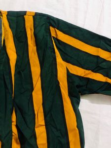 Dark Green and Mustard Yellow Striped Crop Top