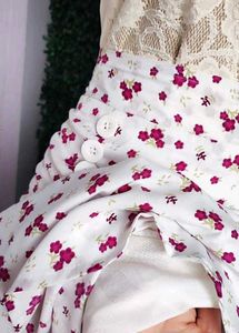 White Floral Slit Skirt