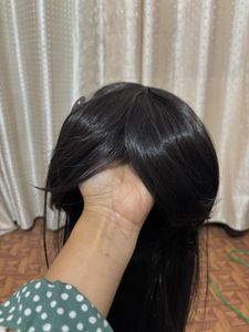 Long Black Wig with Bangs