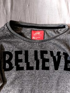 Spunk Believe Cropped Long Sleeve Crop Top