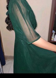 women Western Green Maxi Dresslong gown frock