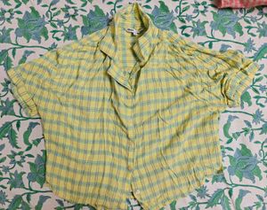 Yellow Plaid Crop Top ( shirt)