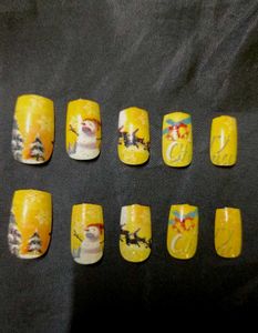 Fake Stick On Nails ( Christmas Vibe )