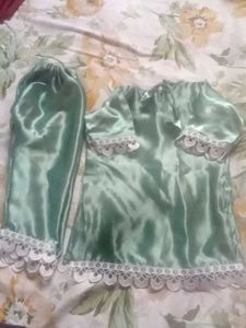 Mint Satin Pajama Set