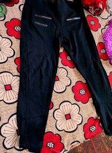 Black Zipper Accent Pants