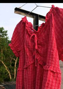 Red Checkered Ruffle Top