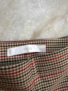MANGO Checked Wide Leg Trousers