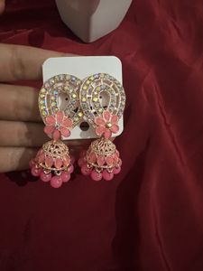 Pink Jhumka Earrings