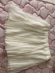Cream Pleated Tulle Skirt