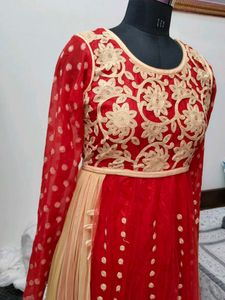 Red &amp; Gold Anarkali Gown