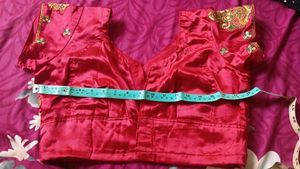 Red Silk Blouse with Embellishments