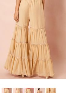 Beige Gota Tiered Sharara Pants