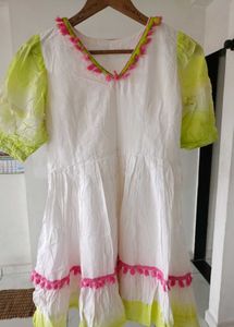Girls' Dress - White &amp; Colorful