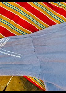 Icy Blue Tunic Embroidered Top